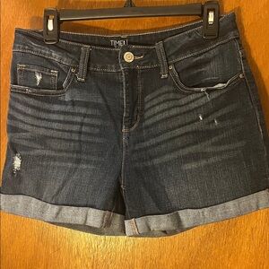 Time and Tru Dark Blue Rolled Cuff Denim Shorts